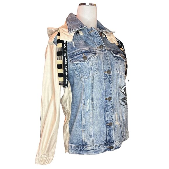 Desigual Disney Mickey Mouse Jean Jacket XS Patchwork Paint Splatter Streetwear - Picture 8 of 16